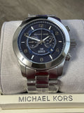 Buy Shop Michael Kors Stop Hunger Chronograph Blue Dial Silver Steel Strap Watch for Men - MK8314 USA Online