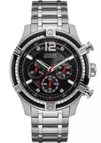 Guess Circuit Chronograph Black Dial Silver Steel Strap Watch For Men - W0968G1