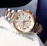 Buy Shop Michael Kors Brecken Chronograph White Dial Two Tone Steel Strap Watch For Women - MK6368 USA Online