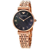 Buy Shop Emporio Armani Gianni T-Bar Black Dial Rose Gold Strap Watch For Women - AR11145 USA Online