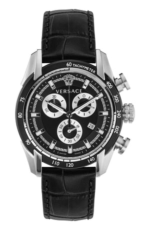 Buy Shop Versace V Ray Chronograph Quartz Black Dial Black Leather Strap Watch For Men - VE2I00121 USA Online