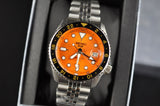 Seiko 5 Sports Automatic Orange Dial Silver Steel Strap Watch For Men - SRPD59K1