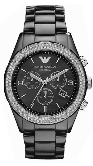 Buy Shop Emporio Armani Ceramica Black Dial Black Ceramic Strap Watch For Men - AR1455 USA Online
