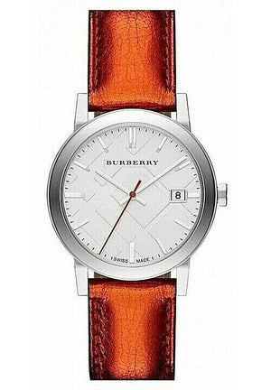 Buy Shop Burberry The City Silver Dial Orange Leather Strap Watch for Women - BU9121 USA Online