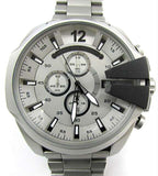 Diesel Mega Chief Chronograph Silver Dial Silver Steel Strap Watch For Men - DZ4501