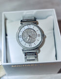 Buy Shop Michael Kors Catlin Silver Dial Silver Steel Strap Watch for Women - MK3355 USA Online