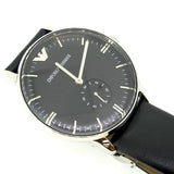 Buy Shop Emporio Armani Gianni Quartz Black Dial Black Leather Strap Watch For Men - AR0382 USA Online