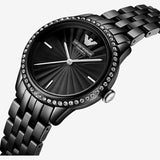 Buy Shop Emporio Armani Crystal Ceramica Black Dial Black Steel Strap Watch For Women - AR1478 USA Online