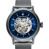 Buy Shop Maserati Epoca Automatic Skeleton Blue Dial Mesh Bracelet Watch For Men - R8823118002 USA Online