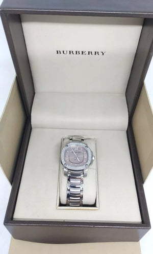 Buy Shop Burberry The Britain Diamonds Brown Dial Silver Steel Strap Watch for Women - BBY1803 USA Online