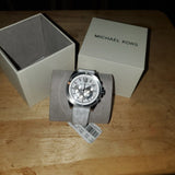 Buy Shop Michael Kors Brecken Chronograph Silver Dial White Leather Strap Watch For Men - MK8949 USA Online