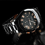 Emporio Armani Valente Ceramica Chronograph Black Dial Black Steel Strap Watch For Men - AR1410