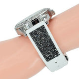 Buy Shop Guess Swirl Quartz Silver Dial White Silicone Strap Watch for Women - W1096L1 USA Online