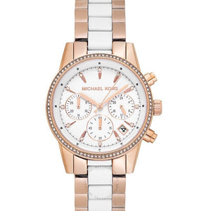 Buy Shop Michael Kors Ritz White Dial Two Tone Steel Strap Watch for Women - MK6324 USA Online