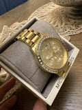 Buy Shop Michael Kors Brinkley Diamonds Gold Dial Gold Steel Strap Watch for Women - MK6187 USA Online