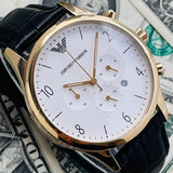Buy Shop Emporio Armani Classic Chronograph White Dial Black Leather Strap Watch For Men - AR1892 USA Online