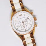 Buy Shop Emporio Armani Sportivo White Dial Rose Gold & White Steel Strap Watch For Women - AR5942 USA Online