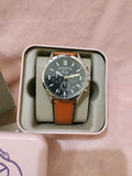 Buy Shop Fossil Forrester Chronograph Blue Dial Brown Leather Strap Watch for Men - S5607 USA Online