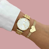 Buy Shop Emporio Armani Gianni T Bar Silver Dial Gold Stainless Steel Strap Watch For Women - AR1877 USA Online