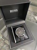 Buy Shop Hugo Boss Navigator Black Dial Black Leather Strap Watch for Men - 1513535 USA Online