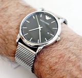 Buy Shop Emporio Armani Luigi Quartz Grey Dial Silver Mesh Bracelet Watch For Men - AR11069 USA Online