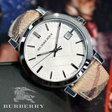 Buy Shop Burberry The City Silver Dial Brown Leather Strap Watch for Women - BU9025 USA Online