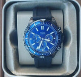Buy Shop Fossil Garrett Chronograph Blue Dial Black Rubber Strap Watch for Men - FS5695 USA Online