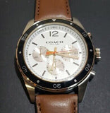 Coach Sullivan Chronograph White Dial Brown Leather Strap Watch for Men - 14602057