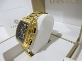 Versace Dominus Chronograph Black Dial Gold Steel Strap Watch For Men - VE6H00523