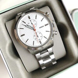 Fossil Townsman White Dial Silver Steel Strap Watch for Men - FS5346