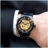 Buy Shop Fossil Townsman Automatic Skeleton Black Dial Black Steel Strap Watch for Men - ME3197 USA Online