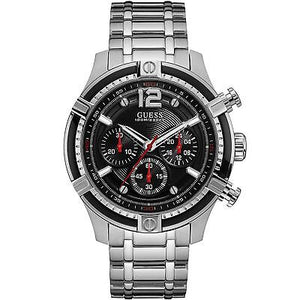 Buy Shop Guess Circuit Chronograph Black Dial Silver Steel Strap Watch For Men - W0968G1 USA Online