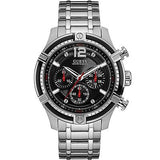 Guess Circuit Chronograph Black Dial Silver Steel Strap Watch For Men - W0968G1