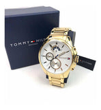 Buy Shop Tommy Hilfiger Iconic Quartz White Dial Gold Steel Strap Watch for Men - 1791538 USA Online
