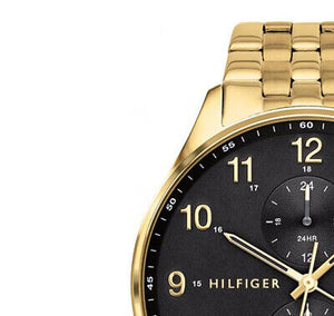 Buy Shop Tommy Hilfiger West Chronograph Quartz Black Dial Gold Steel Strap Watch For Men - 1791708 USA Online