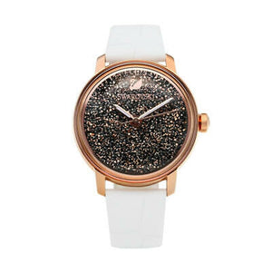 Buy Shop Swarovski Crystalline Hours Quartz Grey Dial Black Leather Strap Watch for Women - 5344635 USA Online