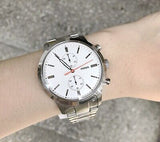 Fossil Townsman White Dial Silver Steel Strap Watch for Men - FS5346