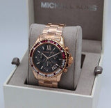 Michael Kors Everest Chronograph Black Dial Rose Gold Steel Strap Watch for Women - MK6972