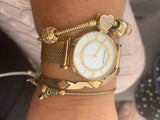 Buy Shop Emporio Armani Gianni T Bar Mother of Pearl Dial Gold Mesh Bracelet Watch For Women - AR11321 USA Online