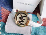 Buy Shop Michael Kors Slim Runway Quartz Gold Dial White Leather Strap Watch For Women - MK2389 USA Online