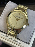 Buy Shop Michael Kors Slim Runway Gold Dial Gold Steel Strap Watch for Women - MK3335 USA Online