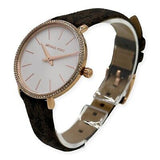 Buy Shop Michael Kors Pyper Quartz Silver Dial Brown Leather Strap Watch for Women - MK1036 USA Online