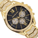 Michael Kors Whitney Chronograph Black Dial Gold Steel Strap Watch for Women - MK7224