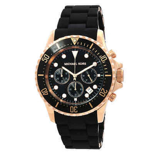 Buy Shop Michael Kors Everest Chronograph Black Dial Black Silicone Strap Watch For Men - MK9055 USA Online