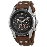 Buy Shop Fossil Coachman Chronograph Black Dial Brown Leather Strap Watch for Men - CH2891 USA Online