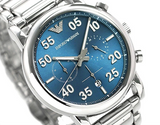 Buy Shop Emporio Armani Luigi Chronograph Blue Dial Silver Steel Strap Watch For Men - AR11132 USA Online