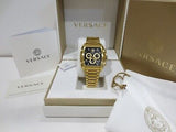 Versace Dominus Chronograph Black Dial Gold Steel Strap Watch For Men - VE6H00523