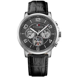 Buy Shop Tommy Hilfiger Keagan Quartz Grey Dial Black Leather Strap Watch for Men - 1791289 USA Online