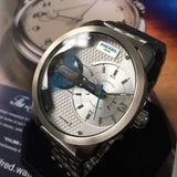 Buy Shop Diesel Mini Daddy Dual Time Silver Dial Stainless Steel Watch For Men - DZ7305 USA Online
