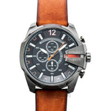 Buy Shop Diesel Mega Chief Chronograph Black Dial Brown Leather Strap Watch For Men - DZ4343 USA Online